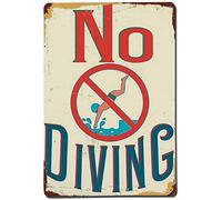 20x30cm Metal Tin Sign,No Diving Art Plaque Home Wll Decor For Coffee Bar Room Vintage Decor