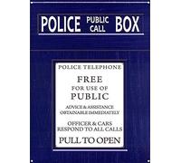 20x30cm Metal Tin Sign,Police Public Call Box Art Plaque Home Wll Decor For Coffee Bar Room Vintage Decor