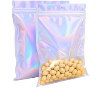 20x30cm Zip Lock Bags, Large Holographic Mylar Foil Ziplock Food Storage Bags Sealable Packaging Gift Pouch for Candy Cookies Jewellery Lash Lip Gloss Sample(Pack of 50)