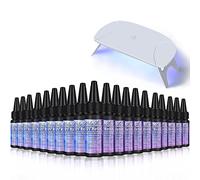 20x30ml Clear UV Resin Kit + Portable Lamp, 45S FASTEST CURING Newest Formula, Ultraviolet Solar Curing Epoxy Resin Glue for Molds Jewelry Making Pendants Earrings Bracelets Crafts DIY