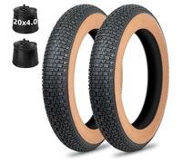20x4.0/26x4.0 Inch E Bike Fat Tire Replacement Set, Brown Sidewall Puncture Protection Tyre with Inner Tube Compatible with Mountain Urban Commuting Electric Bicycle Trike(20x4.0 in)
