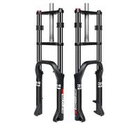 20X4.0 Inch Fat Tire MTB Suspension Fork Straight Tube Oil Spring Fork 200mm Travel Double Shoulder Downhill Bike Front Forks Spacing Hub 135mm QR 9mm Manual Lockout Fit Snow Beach Mountain Bike