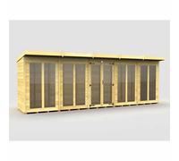 20x4 ft Pent Summer House (Full Height Window) - L118 x W589 x H201 cm Buttercup Farm Brown One Size