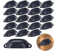 20xBlack Cupboard Handles,Vintage Cabinet Handles,Black Cup handles for cupboard wardrobe dresser drawers with screws