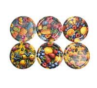 20xGlass Jar Lids Twist Off 82mm Metal Replacement Caps for Jam Honey Pickle Vegetables Fruits Plain Colors Metal Preserving Lid (Mixed Fruits - Tropical)