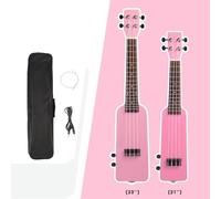 21/23 Inch Solid Wood Concert Electric Ukulele Set With Strings + Audio Cable + Ukulele Bag(21 Inch)