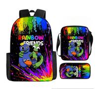 (21, 3pc Set Backpack) Rainbow Friends Cartoon Backpack Set - 3pc Set with Backpack, Crossbody Bag, and Pencil Case