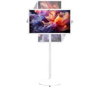 21.5"/24"/27"/32" Portable Rolling Tv, 1080p/4k Smart Portable Wireless Touch Screen Tv On Wheels, 4+64gb/8+128gb,With Large Display, Larger Battery Up To 5-8hr,60hz Refresh Rate 21.5in/8+128G