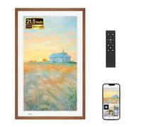 21.5 Inch Digital Photo Frame with Remote Control, 1920 x 1080 FHD Display, Wooden WiFi Picture Frame with 32GB, Wall Mounted, USB, SD Port, Instant Sharing via Uhale App (No Touch Screen)