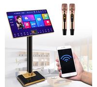 21.5 Inch Karaoke System, 500G Home Professional Capacitive Touch Screen Karaoke Machine with Reverb Wireless Microphone, Phone App Control, 1.1 Million Cloud Download Songs