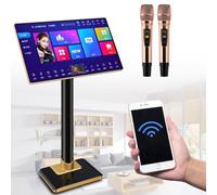 21.5 Inch Karaoke System, Capacitive Touch Screen Karaoke Machine with Wireless Microphone, Power Amplifier Function, Phone APP Control, 1.1 Million Cloud Download Songs, for Home, Bar