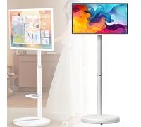 21.5 inch Portable Smart Screen with Android OS,Rotary Incell FHD Touch Screen Monitor,Built-in 6000mAh Battery,White-6+128G