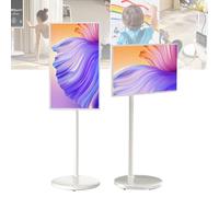 21.5-Inch Portable TV on Wheels 1080P, Rotating Touchscreen Monitor 100% sRGB, Tablet Screen with Base, Android 14 OS, 6000mAh Battery(6H) 6+128G