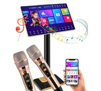 21.5 Inch Professional Karaoke System, Capacitive Touch Screen Karaoke Machine with Wireless Microphone, App Control + Power Amplifier Function, Support Different Languages,6T