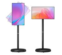 21.5-Inch Smart Touchscreen Monitor, 1080p Mobile Portable TV Stand on Wheels, Android 14, 4+64GB Storage, Built-in 6000mAh, Swivel Rotation Rolling Monitor,Black-4+64G