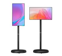 21.5-Inch Smart Touchscreen Monitor,1080p Mobile Portable TV Stand with Stand on Wheels, Android 14 & Built-in 6000mAh, Swivel Rotation Rolling Monitor,Multiple Projection Sharing(Black,6+128G)