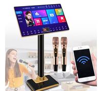 21.5" Touch Screen Karaoke Machine with Wireless Mic, Reverb, Power Amplifier, 1.1M Cloud Songs, App & WeChat Support, 20 Languages, Voice Assistant, Perfect for Home Parties