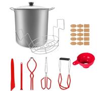 21.5QT Stainless Steel Water Bath Canning Pot with Rack and Lid,9pcs Canning Supplies Starter Kit Tools Set, Jar Lifter Tongs,Full Canning Kit Accessories,30pcs canning labels (Red-Jars NOT included)