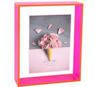 21.6 x 27.9 cm Floating Picture Frame, Neon Acrylic Certificate, Diploma Document Award, Frame, Wall Mount, Desk, Tabletop, Coloured Modern Picture Frame for Office, Neon Pink