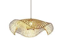 21.6in Chaner Rattan Pendant Lights Dome Wicker Lampshade Hanging Lamp, Adjustable Natural Woven Lights Handwoven Dining Room Living Room Hallway Lamp