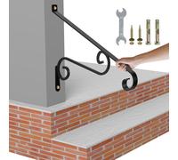 21.7" Outdoor Stair Handrails,1-2 Steps Stairs Rails-Wall Mounted Wrought Iron Hand Railing-Staircase Grab Rail-Heavy Duty Metal Art Handrail for Outdoor Steps-Porch Garage-Anti-Corrosion Carbon Steel