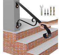 21.7" Outdoor Stair Handrails,1-2 Steps Stairs Rails-Wall Mounted Wrought Iron Hand Railing-Staircase Grab Rail-Heavy Duty Metal Art Handrail for Outdoor Steps-Porch Garage-Anti-Corrosion Carbon Steel