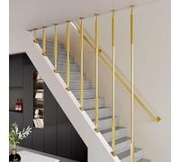 21.7in-29.5in-41.3in-63in,Adjustable Metal Railing Stair Post, Square Stair Railing Kits, With Wall Mount Support, Minimalist Design(Gold,100cm/39.4in/3.3ft)