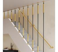 21.7in-29.5in-41.3in-63in,Adjustable Metal Railing Stair Post, Square Stair Railing Kits, With Wall Mount Support, Minimalist Design(Balck-gold,75cm/29.5in/2.5ft)