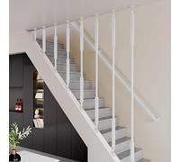 21.7in-29.5in-41.3in-63in,Adjustable Metal Railing Stair Post, Square Stair Railing Kits, With Wall Mount Support, Minimalist Design(White,65cm/25.6in/2.1ft)
