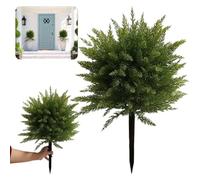 21" Artificial Cypress Topiary Outdoor Plants with Spike,Faux Cedar Bushes Fake Shrubs UV For Front Porch Décor Resistant