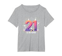 21 & Beyond: Festive Birthday Celebration Gift T-Shirt, Women's Plus, Heather Grey, 5X