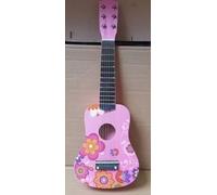 21'' CLASSIC GUITAR KIDS ACOUSTIC WOODEN MUSICAL INSTRUMENT LEARNING PINK FLOWERS Guitar Classical with 6 Adjustable Strings Skill Improving Kids Play Early Educational Pre School Children