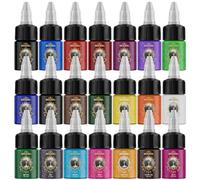21 Colors Tattoo Ink Set, 15ml Per Bottle, Professional Tattoo Ink Colors Set for Contour and Shade, Tattoo Pigments for Body Art, Gift for Artists and