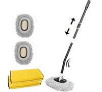 21° Curved Car Wash Brush Kit with 51'' Telescopic Long Handle, Upgrade Car Cleaning Brush with Replaceable Microfiber Mop Head and Wash Towel, Auto Cleaning Tool Kit for Cars RV SUV Truck Window