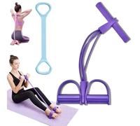 21 Fitness Resistance Bands-4 Tube Pedal Ankle Puller, 6 Tubes Pedal Resistance Band with Handle, Latex Elastic Pull Rope for Abdomen/Waist/Arm/Leg Stretching Slimming (Dark Purple, 4 Tube)