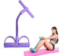 21 Fitness Resistance Bands-4 Tube Pedal Ankle Puller,Elastic Sit Up Pull Rope with Foot Pedal,Multifunction Tension Rope,Full Body Trainer for Home for Fitness,Weight Loss,Training,Yoga (Purple)