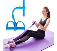 21 Fitness Resistance Bands-4 Tube Pedal Ankle Puller, Stretch Exercise Rope, Full-Body Trainer Tool | Abdominal Strength Expander, Elastic Leg Tensioner, Multifunction Sit-Up Gear (-blue)