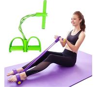 21 Fitness Resistance Bands-4 Tube Pedal Ankle Puller, Stretch Exercise Rope, Full-Body Trainer Tool | Abdominal Strength Expander, Elastic Leg Tensione (Green)