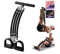 21 Fitness Resistance Bands Set - 4-Strand Pedal Ankle Puller, 100LB Max Resistance, 2025 for Ab Training, Core Strength & Full-Body Workouts (Black 100 lbs)