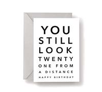 21 From A Distance Card - Happy Birthday Old Age Cards Gifts Funny Joke Men Women Friend Rude Dad Sister Mum Brother Son Adult Best Day Personalised Custom Message (Blank Message)