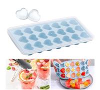 21 Holes Silicone Heart Ice Cube Tray with Lid,BPA Free Heart Shaped Ice Cube Trays Mold for Whiskey Cocktail Chocolate (bule)