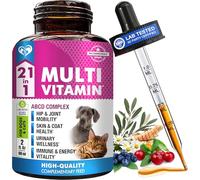 21-in-1 Multivitamin for Dogs and Cats - Liquid Drops with Glucosamine & Cranberry - Hip & Joint, Urinary Tract, Skin & Coat, Immune Support - All Breeds & Sizes - 60 mL