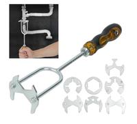 21-in-1 Telescopic Multifunctional Sink & Faucet Installer Wrench,Adjustable Plumber Maintenance Tool with 7 Interchangeable Die Heads, Tight Space Faucet Wrench for Farmhouse