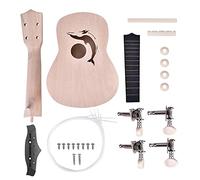21 Inch Basswood 4 String Ukelele DIY Kit, Unpainted Petal Pattern, Complete Assembly Set - Lightweight, Safe Materials, Creative Craft for Kids and Beginners (Dolphin)