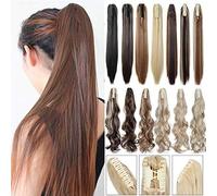 21 Inch Long Claw Clip in Ponytail Synthetic Natural Straight Thick Hair Extensions Pony Tail Hairpiece with a jaw Claw Medium Brown