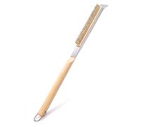 21 Inch Pizza Oven Brush with Scraper - 2-in-1 Grill Cleaning Tool with Brass & Stainless Steel Bristles | Heat-Resistant Beech Wood Handle (Oven & BBQ Accessories)