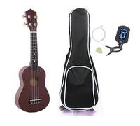 21 Inch Treble Ukulele Hawaii 4 String Guitar Tuner Pick Ukelele Bag Musical Instruments for Gifts Ukulele Starter Kit(Coffee)
