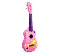 21-Inch Ukulele with 12-Fret Fingerboard and White Nylon Strings Full Wooden Barrel Body Includes 1 Pick Musical Instrument Easy to Tune and Play (Pink)