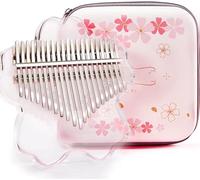 21-key Clear Kalimba Thumb Piano With Eva Case - Professional Sakura Shape Transparent Crystal Instrument For Kids & Adults, Perfect For Beginners, Pink CLEAR21NOTES
