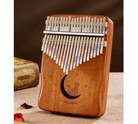 21-Key Kalimba Thumb Piano - Mahogany Finger Harp for Beginners, Ideal Musical Gift for Women (Wishful Cat & Coffee Theme)